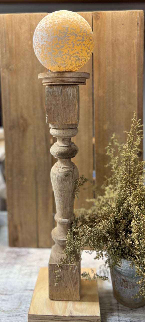 Tall Vintage Spindle with a Unique Glass Globe