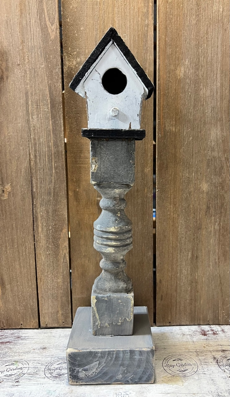 Vintage Spindle Birdhouse | Dark Gray